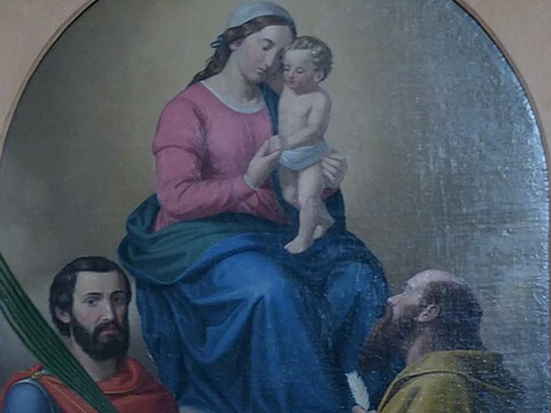1823-Leonardo Campochiesa - Madonna con Bambino, San Vitale e San Marco, 1861 - chiesa di San Vitale, Romallo